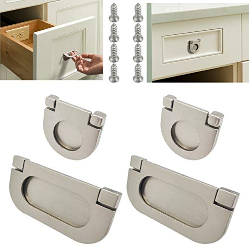 CTRICALVER 4pcs Manijas invisibles | Plata Mini Tiradores de barra de Acero inoxidable | para puerta de armario armario cajón asas Pack Set Mobiliario de oficina-Con tornillos (75mm&35mm)