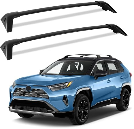 FLYCLE Dachträger-Querstangen kompatibel mit 2019 2020 2021 2022 2023 2024 RAV4 LE XLE XSE Limited Hybrid, Rav4 Dachgepäckträger, geringe Windgeräusche, Dachgepäckträger mit bündiger Dachreling