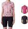 FDX Women All Day Short Sleeves Cycling Jersey/Bib Short, Breathable Quick Dry Summer Biking Suit for Ladies Road Cycling (Suit-Tea Pink, Medium)