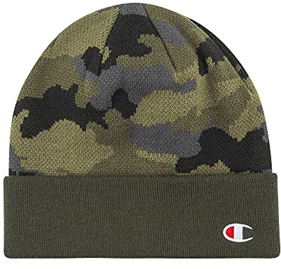 Champion Unisex-Erwachsene Logo Cuff Beanie-Mtze, Camouflage Oliv, Einheitsgröße