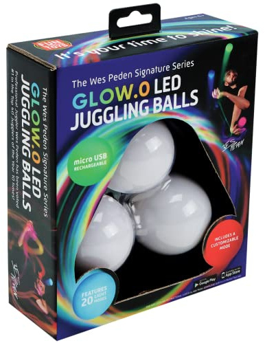 Fun in Motion LED Juggling Balls Glow Balls – Unique Glow.0 Technology LED Ball with 22 Vibrant Color Light Modes & Patterns – USB Rechargeable, Soft-Core, Pro-Weighted Light Up Ball (Set of 3)