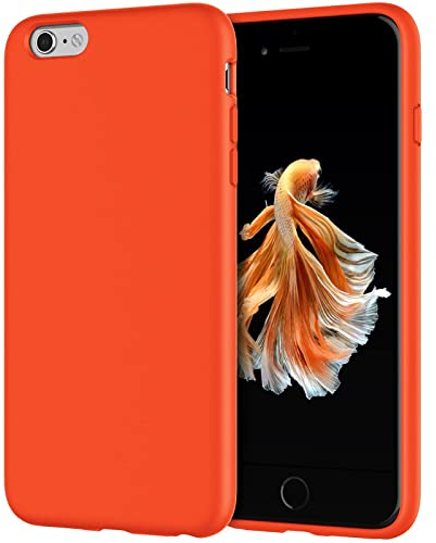 JETech Silicone Case for iPhone 6s Plus/6 Plus 5.5 Inch, Silky-Soft Touch Full-Body Protective Case, Shockproof Cover with Microfiber Lining (Orange Red)