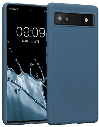 kwmobile Hülle kompatibel mit Google Pixel 6a Hülle - gummierte TPU Silikon Handyhülle - Schutzhülle für kabelloses Laden - Case in Petrol matt