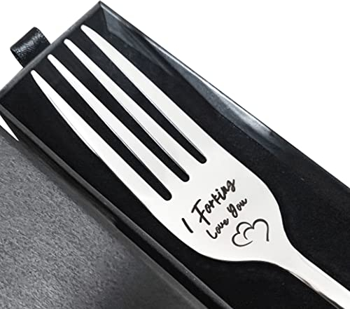 I Forking Love You 7.78'' Laser Engraved Forks Comes in Gift Box, Stainless Steel Fork, I Love You Gifts for Her or Him, Father's Day Mother's Day Valentine's Day Gift