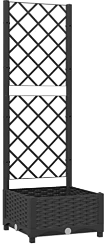 vidaXL Fioriera da Giardino con Graticcio Nero 40x40x121,5 cm in PP