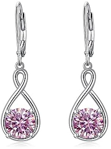 SEIYANG Unendlichkeit Ohrringe Silber 925 Hängend Creolen Baumeln Damen mit 5A Zirkonia Geburtsstein für Frauen Geburtstags Schmuck Geschenk für Sie