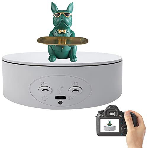 FONOBO Motorized Rotating Display Stand, 5.1Inch /11Lb Load Heavy Duty, 360° Electric Rotating Turntable for Products Photography,White