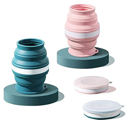 xocome Mug à café Portable, Coupe de Voyage légère,Plus Grande capacité 350ML Tasse de Voyage Pliable en Silicone, Mug à Café pour Le Camping Randonnée Pique-Nique,2pièces