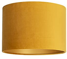 Uniqq Lampenschirm Velours Ocker gelb Ø 35 cm - 20 cm hoch, UL020