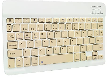 EUROXANTY Teclado Ultrafino | Teclado Bluetooth | Inalámbrico y Recargable | Conexión Estable | Teclado inalámbrico Recargable | Teclado de Ordenador | Amarillo