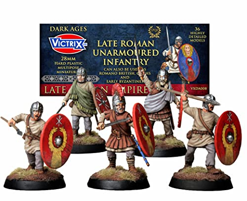 Victrix - Late Roman Unarmoured Infantry - 36 Figures - 28mm Plastic Miniatures - Dark Ages
