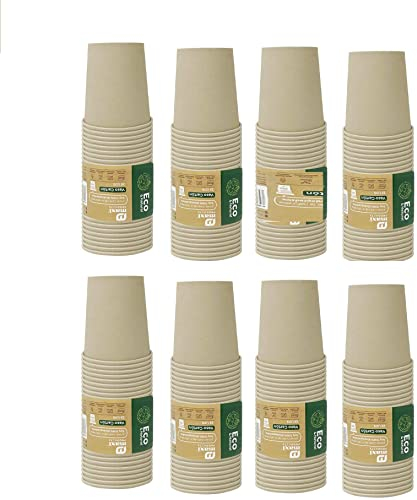DIJUSA | PACK 400 Vasos de Cartón Kraft de 250 ml | Vasos Desechables para Café y Té | Biodegradables, Reciclables y Compostables