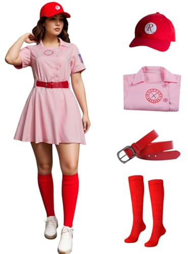 Womens Baseball League Dottie Costume Jersey Dress Uniform Set