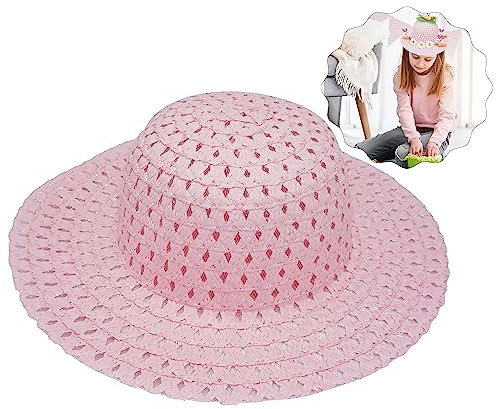 Gorro de Pascua para niños, rosa, sombrero tejido de verano para decoración de fiesta de primavera, colorido sombrero de paja de primavera