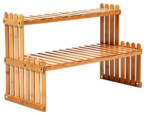 Luckxing Blumentreppe Aus, Blumenständer Für Innen Draußen, 2-stufige Pflanzentreppe Blumenleiter Bambus Pflanzenregal Blumenregal, Blumenständer Garten, Blumentreppe Bambus, Pflanzentreppe