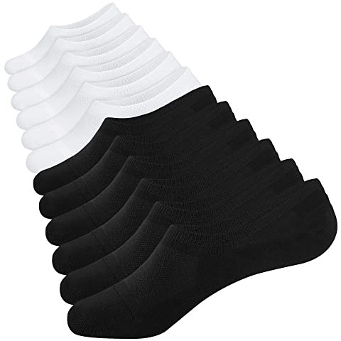 CLOSEMATE 6 Paia Calzini Fantasmini Invisibili Bassi in Cotone per Uomo e Donna 3Nero 3Bianco 43-46