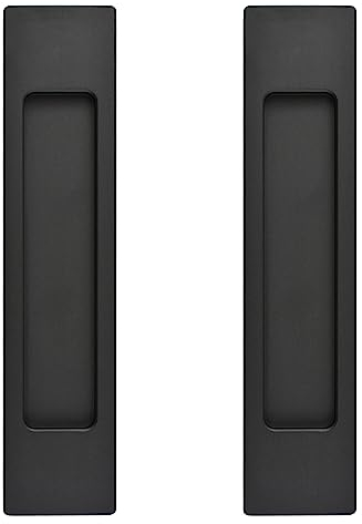 MOROBOR Tiranti rettangolari autoadesivi per porte scorrevoli, 18 cm, 2 maniglie nere in lega di alluminio senza punzonatura, per porte scorrevoli di fienili, finestre, armadietti