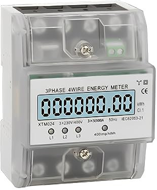 Stromzähler 3 Phasen 4-Draht Geeicht Digitaler Stromzähler MID Geeicht Und Zertifiziert Für DIN Zwischenzähler Strom Drehstromzähler 230 / 400V 5-100A (A)