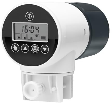 ANCLLO Automatic Fish Feeder 200ML Aquarium Auto Fish Feeder Moisture Proof Auto Fish Food Dispenser with LCD Display