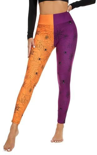 Eyanse Sugar Skull Leggings – weich gebürstete Leggings mit hoher Taille für Halloween und Weihnachten für Damen, Halloween-Spinnennetz, S/M