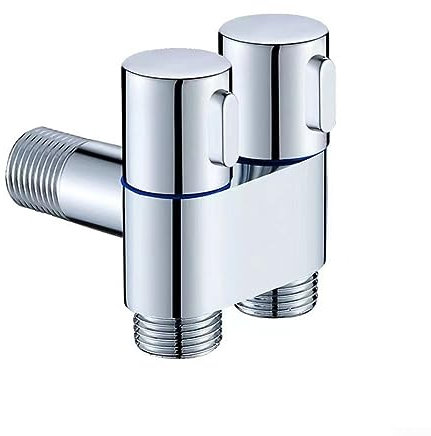 Valvola angolare a doppio controllo, rubinetto per lavabo da bagno a doppio controllo, valvola ad angolo a doppia uscita, corpo in lega di metallo, manopola rotante