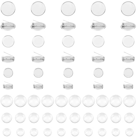 UNICRAFTALE 30 Ensemble Broche Acier Inoxydable 20~30mm Broche Ronde Support Broche Badges Ronds Epingle Accessoires de Broche avec cabochons en Verre pour DIY Projets d'Artisanat Bijoux Badge Corsage