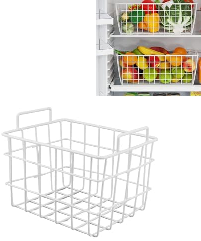 Fabater Gefrierkörbe, Draht-Aufbewahrungs-Gefrierkörbe, Kühlschrank-Korbregal mit Großer Kapazität und Griffen für Küchenschränke, Speisekammer, Büro, Kühlschrank-Gefrierschrank-Korb