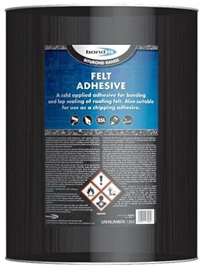 Bond It Black Felt Adhesive Roofing Felt Tools DIT Building Trade Bitumen Range Primer Paint Trowel Mastic Felt Adhesive Roof Leak UK (25L)