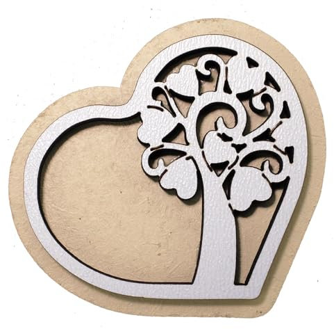DLM35004 Calamita Magnete Cuore in Legno Albero della Vita Cuore Confettata Segnaposto bomboniera
