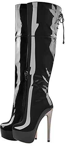 MissHeel Stivali a spillo sexy con tacco a spillo, Pintura Nero, 36 EU