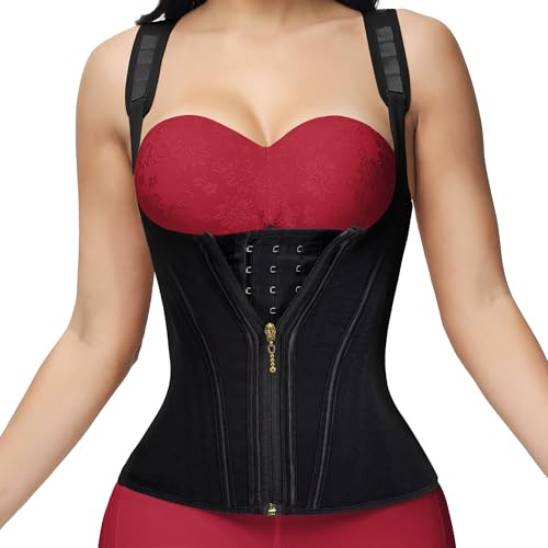 SHAPSHE Waist Trainer Underbust Corset Tummy Control Shapewear for Women | Double Layer Compression, 17 Steel Bones for Waist Back Support, 5 Adjustable Straps, For Postpartum Workout Daily Work