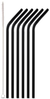 Weis 10969 6er Set Trinkhalme, Glas, schwarz