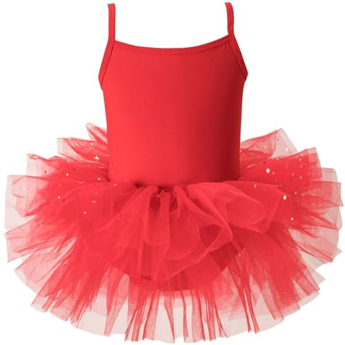 AIEOE Bambina Tutu Danza Classica Abito Balletto Ragazze Senza Maniche Cotone Leotard (Cavallo con Bottone) 1-8 Anni