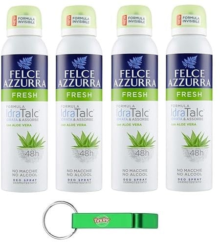 Felce Azzurra - Deodorante Spray Fresh con aloe vera, formula IdraTalk, efficacia 48 ore, senza macchie, 150 ml + portachiavi Beni Culinari