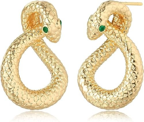 Jenosy 18K Vergoldet Schlange Evil Eye Goldene Ohrringe Damen Huggie Ohrringe Ohrstecker Hypoallergenic Modeschmuck für Frauen