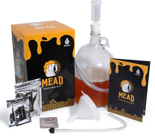 VineLabs Honey Mead Making Kit with Yeast and Starter Home Brew Accessories, Reusable, Step-by-Step Brewing Process, 1 Gallon, Made in the USA