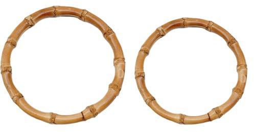 Manici per Borse in Bambu, 2 Pezzi Manici Bamboo per Borse, Manico per Borsa in Bambu a Forma di cerchio, Accessori per Borse Fai da Te, Manici Bamboo per Borse Uncinetto Artigianale