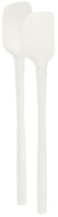 Tovolo Flex-Core Mini Kitchen Utensil Set of 2, Heat-Resistant & BPA-Free Silicone Spatula & Spoonula, Cast Iron & Non-Stick Cookware, Dishwasher-Safe, White
