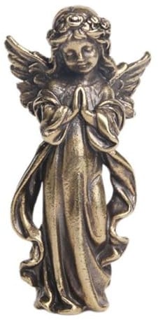 COLLBATH Copper Craft Angel Figurine Vintage Desktop Decoration Sculptured Ornament for Home and Office with Retro Style and Detailed Workmanship