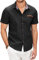 COOFANDY Mens Short Sleeve Shirts Denim Work Dress Shirts Plaid Collar Regular Fit Business Casual Shirt Cotton Non Iron Party Summer Beach Shirt Black XL
