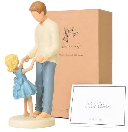 FVFVAHO Dad Gifts from Daughter, Fathers and Daughters Figurines Hand-Painted Resin Statues Gifts for Fathers Day Birthday Wedding Christmas Memorial Gift for Dad Stepdad