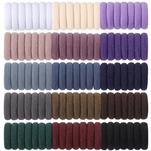 Jollybows 300 Stück Haargummis Mädchen, 1 Zoll / 2,5 cm Kleine Elastische Zopfgummis Mini Haarschmuck für Baby Mädchen Kinder Kleinkind Dunkle Farbe