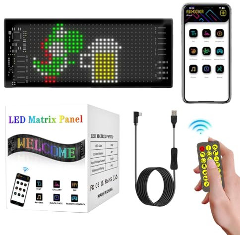 Letrero LED deslizante – Panel de pantalla LED flexible, pantalla LED para ventana de coche | Pantalla LED flexible programable con animación de modelo de texto, letrero LED para