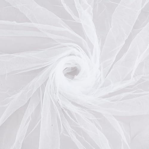 OLYCRAFT 2 m Weißer Tüllstoff 1.6 m Breit Chiffon Durchsichtiger Kreppstoff 0.1mm Dick Gaze Netz Bolt Net Chinlon Tüll Zum Verpacken Basteln Nähen Hochzeit Party Dekorationen