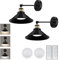 LABOREDUCER Black Battery Operated Wall Lights Set of 2 with Remote,Wireless Industrial Vintage LED Wall Sconce Lighting,Retro Rustic Wall Light Indoor for Bedroom Farmhouse Hallway Gallery Indoor
