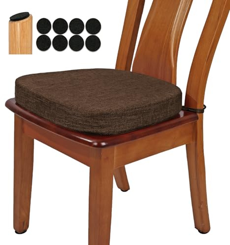 BUYUE Stuhlkissen 6,5 cm dick, U-Form Sitzkissen 40x40 cm mit hochdichtem Schaumstoff, Stoffbezug, rutschfestes Sitzpolster für Küche und Esszimmer (1 Stück, Schokoladenbraun)
