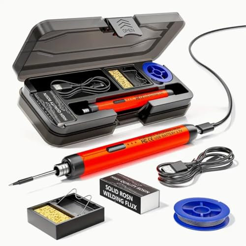Soldador de estaño inalámbrico. Uso Dual USB o Batería. Temperatura ajustable 3 modos. Con caja de almacenamiento, soporte de soldador, punta de soldadura, accesorios. Para bricolaje y electrónica