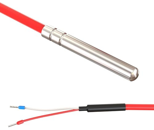 Lumonic Temperaturfühler PT1000 mit Silikonkabel 2m I -50 bis 200°C I 6mm I 2-Leiter-Anschluss I IP65 I Temperatursensor Fühler I für Heizung, Wärmepumpe, Fotovoltaik, Automation