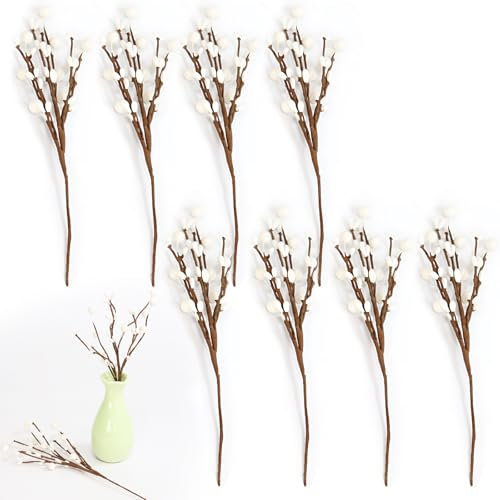 kaiyaya 8 Pièces Branche Decorative Bois,Arbre de Paques Decoration Maison Branche Artificielle Fleur Deco Fausses Fleurs,Parfait pour Les Vases,Les Décorations de Table Ou Les Projets de Bricolage