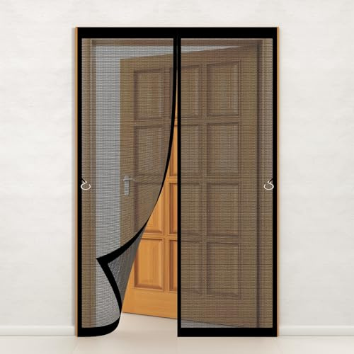Moustiquaire Porte Fenetre 94 x 204 cm Moustiquaire Magnétique Anti Mouche Anti Insecte Rideau Moustique Mouche Insecte pour Porte Exterieur, Noir